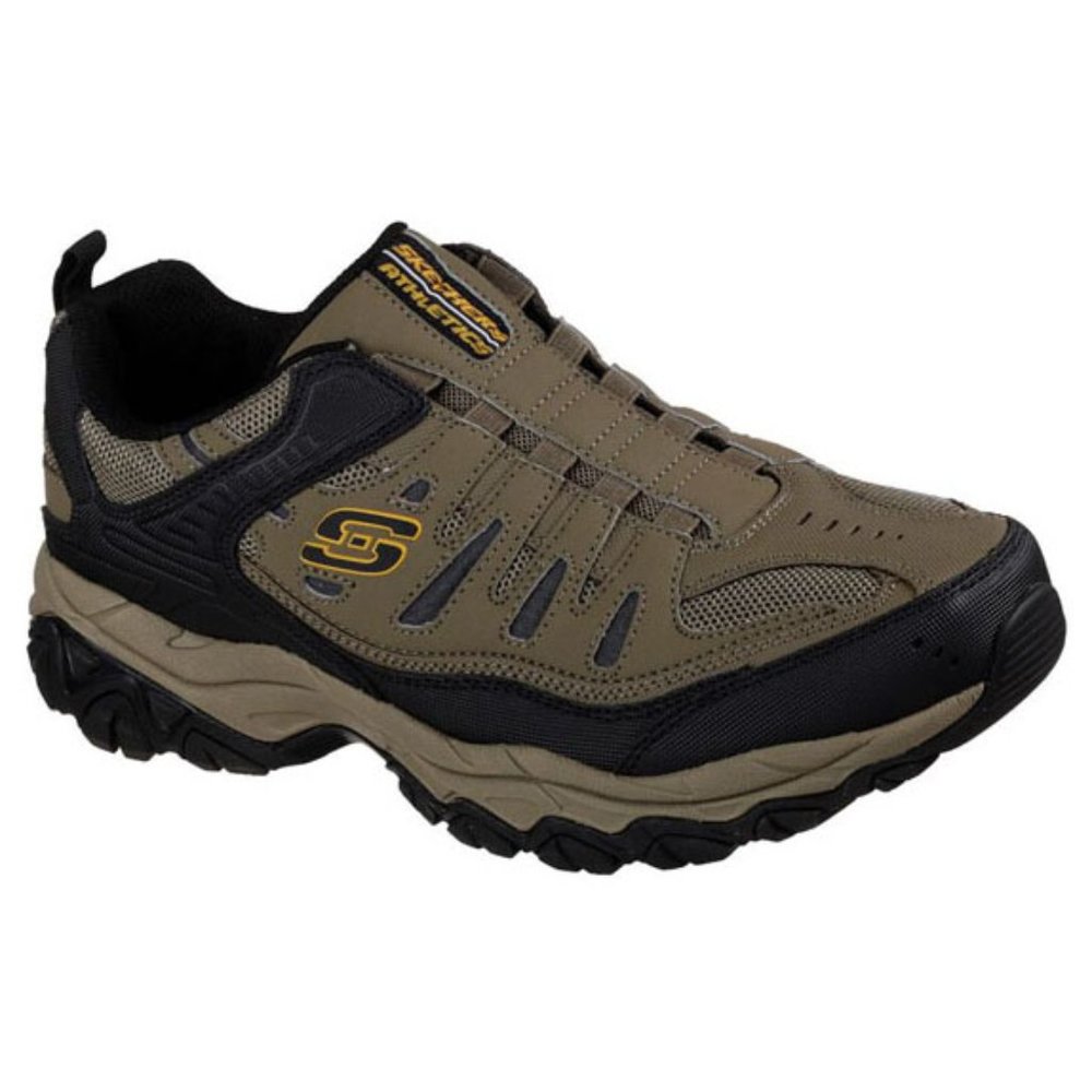 SKECHERS Men's Nubuck Slip On Sneakers, Khaki Tan, Size 14 Medium Width